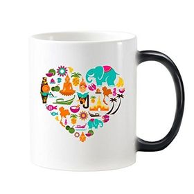Dıythinker Kingdom Of Thailand Thai Geleneksel Gümrük Kültürü I Love Tayland Fil Sanat İllüstrasyon Değiştiren Isıya Duyarlı Kupa