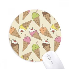 Dıythinker Kiraz Kremi Çikolata Dondurma Baskılı Yuvarlak Kaymaz Kauçuk Mouse Pad