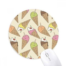 Dıythinker Kiraz Kremi Çikolata Dondurma Baskılı Yuvarlak Kaymaz Kauçuk Mouse Pad
