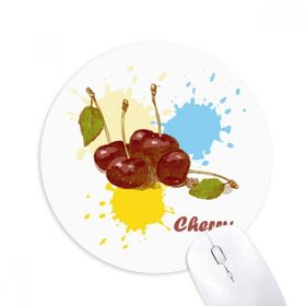 Dıythinker Kiraz Meyvesi Suluboya İllüstrasyon Desen Baskılı Yuvarlak Kaymaz Kauçuk Mouse Pad