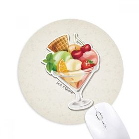 Dıythinker Kiraz Portakal Çilek Meyve Tatlı Dondurma Baskılı Yuvarlak Kaymaz Kauçuk Mouse Pad