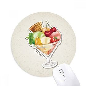 Dıythinker Kiraz Portakal Çilek Meyve Tatlı Dondurma Baskılı Yuvarlak Kaymaz Kauçuk Mouse Pad