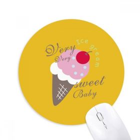 Dıythinker Kiraz Tatlı Bebek Tatlı Dondurma Baskılı Yuvarlak Kaymaz Kauçuk Mouse Pad