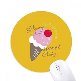 Dıythinker Kiraz Tatlı Bebek Tatlı Dondurma Baskılı Yuvarlak Kaymaz Kauçuk Mouse Pad