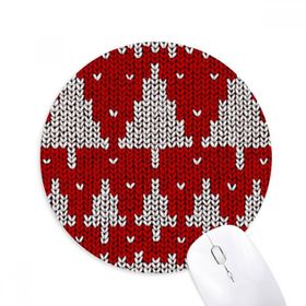 Dıythinker Kırmızı Ağaç Örgü İskandinav İllüstrasyon Desen Baskılı Yuvarlak Kaymaz Kauçuk Mouse Pad