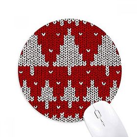 Dıythinker Kırmızı Ağaç Örgü İskandinav İllüstrasyon Desen Baskılı Yuvarlak Kaymaz Kauçuk Mouse Pad