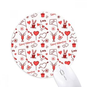 Dıythinker Kırmızı Aziz Sevgililer Günü Aşk Uçurtma Tavşan Baskılı Yuvarlak Kaymaz Kauçuk Mouse Pad