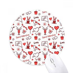 Dıythinker Kırmızı Aziz Sevgililer Günü Aşk Uçurtma Tavşan Baskılı Yuvarlak Kaymaz Kauçuk Mouse Pad