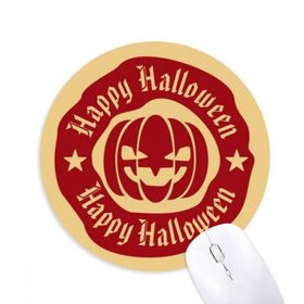 Dıythinker Kırmızı Baskılı Yuvarlak Desenli Cadılar Bayramı Balkabağı Baskılı Yuvarlak Kaymaz Kauçuk Mouse Pad
