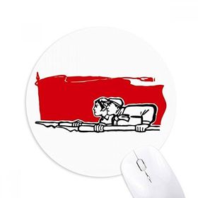 Dıythinker Kırmızı Bayrak Erkek Kadın Kalem İllüstrasyon Baskılı Yuvarlak Kaymaz Kauçuk Mouse Pad