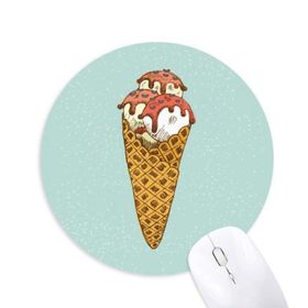 Dıythinker Kırmızı Beyaz Yumurta Konileri Dondurma Topu Baskılı Yuvarlak Kaymaz Kauçuk Mouse Pad
