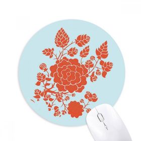 Dıythinker Kırmızı Çiçek Bitki Gül Desenli Baskılı Yuvarlak Kaymaz Kauçuk Mouse Pad