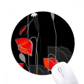 Dıythinker Kırmızı Çiçekler Soyut Resim Mısır Gelincik Baskılı Yuvarlak Kaymaz Kauçuk Mouse Pad