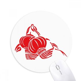 Dıythinker Kırmızı Çin Fener Lotus Desenli Baskılı Yuvarlak Kaymaz Kauçuk Mouse Pad
