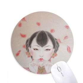 Dıythinker Kırmızı Çin Geleneksel Güzellik Boyama Baskılı Yuvarlak Kaymaz Kauçuk Mouse Pad