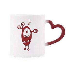 Dıythinker Kırmızı Çok Renkli Alien Monster Creature Cyclops Morphing Isıya Duyarlı Kalp Kupası