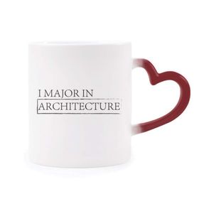 Dıythinker Kırmızı Çok Renkli Alıntı I Major In Architecture Şekil Isıya Duyarlı Kalp Kupası