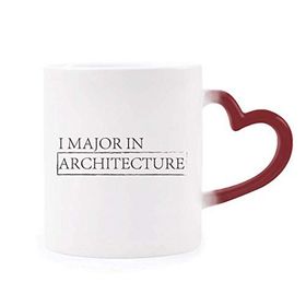 Dıythinker Kırmızı Çok Renkli Alıntı I Major In Architecture Şekil Isıya Duyarlı Kalp Kupası