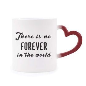 Dıythinker Kırmızı Çok Renkli Alıntı No Forever In The World Morphing Isıya Duyarlı Kalp Kupası