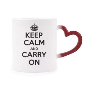 Dıythinker Kırmızı Çok Renkli Alıntısı Keep Calm And Carry On Black Morphing Isıya Duyarlı Kalp Kupası