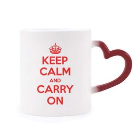 Dıythinker Kırmızı Çok Renkli Alıntısı Keep Calm And Carry On Red Morphing Isıya Duyarlı Kalp Kupası