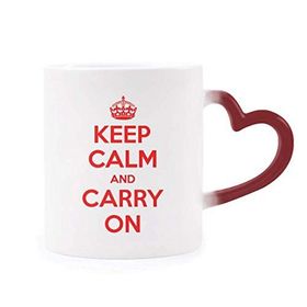 Dıythinker Kırmızı Çok Renkli Alıntısı Keep Calm And Carry On Red Morphing Isıya Duyarlı Kalp Kupası