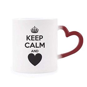 Dıythinker Kırmızı Çok Renkli Alıntısı Keep Calm And Love Red Morphing Isıya Duyarlı Kalp Kupa
