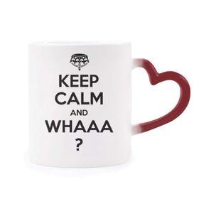 Dıythinker Kırmızı Çok Renkli Alıntısı Keep Calm And Whaaa Siyah Isıya Duyarlı Kalp Kupası