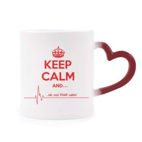 Dıythinker Kırmızı Çok Renkli Alıntısı Keep Calm Kırmızı Siyah Şekil Isıya Duyarlı Kalp Kupa