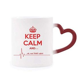 Dıythinker Kırmızı Çok Renkli Alıntısı Keep Calm Kırmızı Siyah Şekil Isıya Duyarlı Kalp Kupa