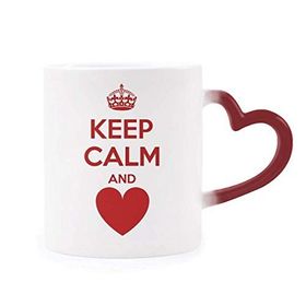 Dıythinker Kırmızı Çok Renkli Alıntısı Kırmızı Keep Calm And Love Morphing Isıya Duyarlı Kalp Kupa