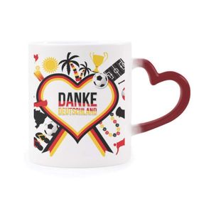 Dıythinker Kırmızı Çok Renkli Almanya Futbol Bayrağı Kültür Desen Isıya Duyarlı Kalp Kupası