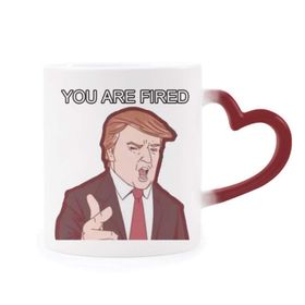 Dıythinker Kırmızı Çok Renkli America American President Çizgi Film Resim Isıya Duyarlı Kalp Kupası