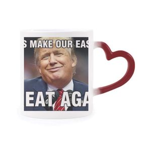 Dıythinker Kırmızı Çok Renkli American President Trump Spoof Image Morphing Mug Isıya Duyarlı Kalp Kupası