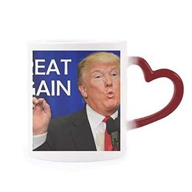 Dıythinker Kırmızı Çok Renkli American Trump İlginç Saçma Resim Isıya Duyarlı Kalp Kupa