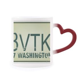 Dıythinker Kırmızı Çok Renkli Amerikan Abd Araba Numarası Desen Isıya Duyarlı Kalp Kupa