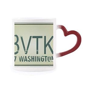 Dıythinker Kırmızı Çok Renkli Amerikan Abd Araba Numarası Desen Isıya Duyarlı Kalp Kupa