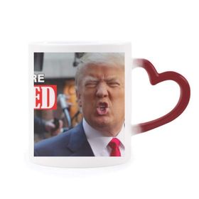 Dıythinker Kırmızı Çok Renkli Amerikan Başkanı İlginç Trump Resim Isıya Duyarlı Kalp Kupası