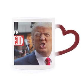 Dıythinker Kırmızı Çok Renkli Amerikan Başkanı İlginç Trump Resim Isıya Duyarlı Kalp Kupası