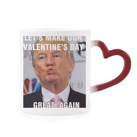 Dıythinker Kırmızı Çok Renkli Amerikan Başkanı Trump Resim Isıya Duyarlı Kalp Kupası