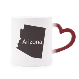 Dıythinker Kırmızı Çok Renkli Arizona Amerika Birleşik Devletleri Haritası Isıya Duyarlı Kalp Kupası