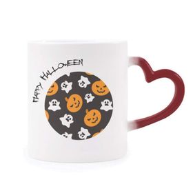 Dıythinker Kırmızı Çok Renkli Balkabağı Cadılar Bayramı Hallowmas Hayalet Isıya Duyarlı Kalp Kupası