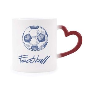 Dıythinker Kırmızı Çok Renkli Basit Çizgi Film Futbol Mavi Desenli Şekil Isıya Duyarlı Kalp Kupası