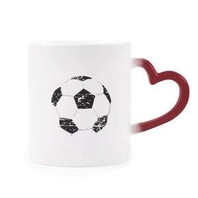 Dıythinker Kırmızı Çok Renkli Basit Siyah Futbol Desenli Futbol Şekil Isıya Duyarlı Kalp Kupası
