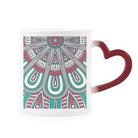 Dıythinker Kırmızı Çok Renkli Baskı Tekrarlama Kumaş Renkli Petal Art Şekil Isıya Duyarlı Kalp Kupası