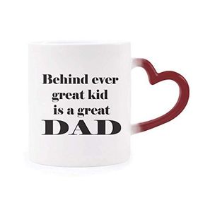 Dıythinker Kırmızı Çok Renkli Behind Great Dad Babalar Festival Alıntı Isıya Duyarlı Kalp Kupası