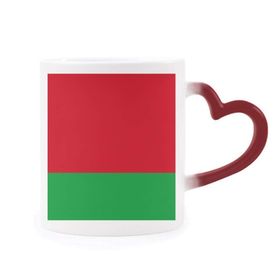 Dıythinker Kırmızı Çok Renkli Belarus Ulusal Bayrağı Asya Ülke Isıya Duyarlı Kalp Kupası