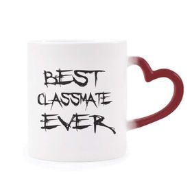 Dıythinker Kırmızı Çok Renkli Best Classmate Ever Mezuniyet Sezonu Isıya Duyarlı Kalp Kupası
