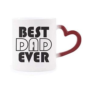 Dıythinker Kırmızı Çok Renkli Best Dad Ever Alıntı Babalar Günü Isıya Duyarlı Kalp Kupa