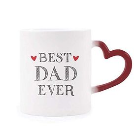 Dıythinker Kırmızı Çok Renkli Best Dad Ever Quote Loved Ones Morphing Isıya Duyarlı Kalp Kupa